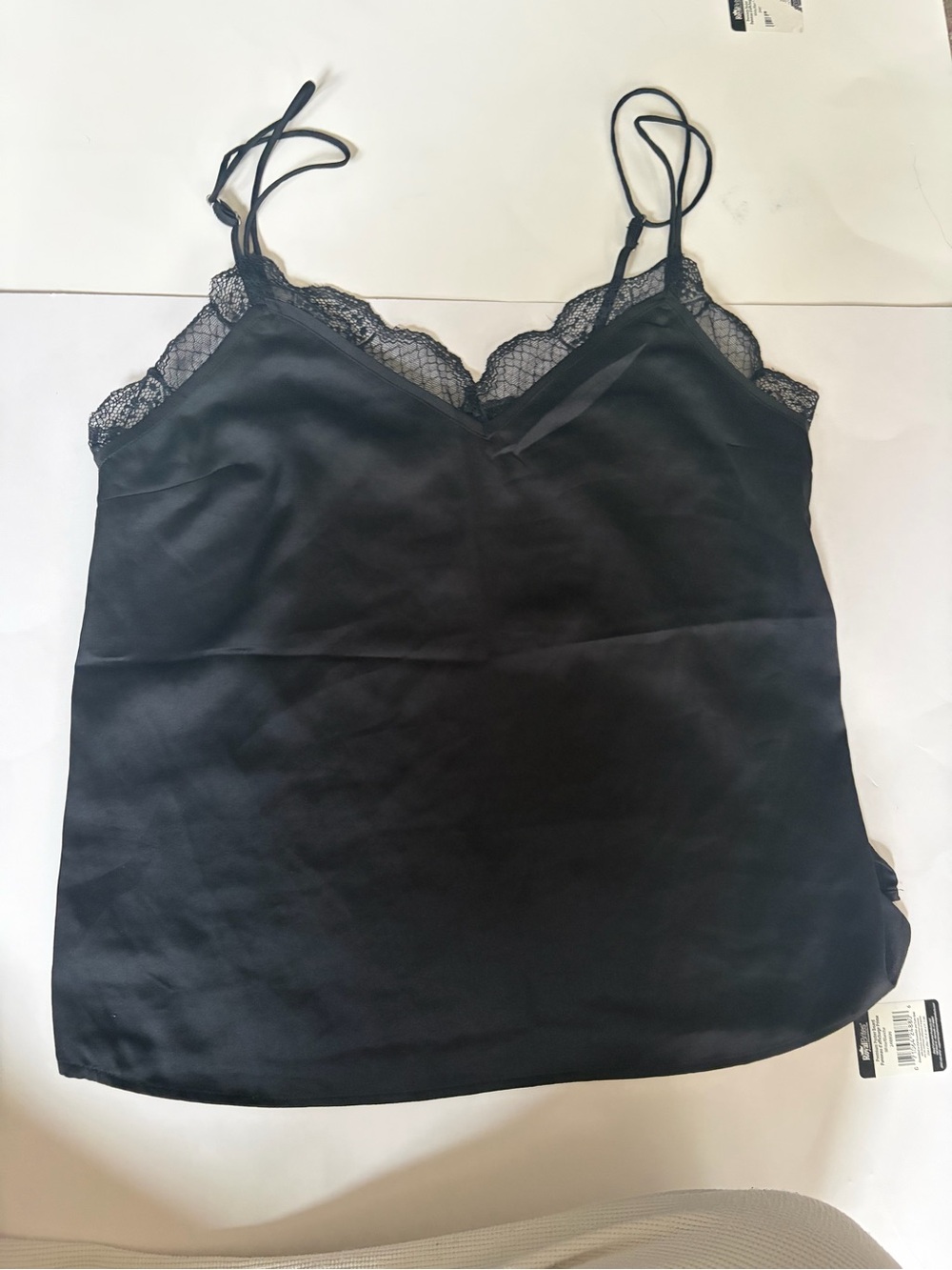 Abercrombie & Fitch Black Satin Lace-Trim Camisole
